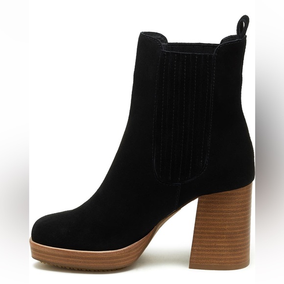 NIB Kelsi Dagger Brooklyn Racers black suede boots platform block heel size 6 - Picture 3 of 8